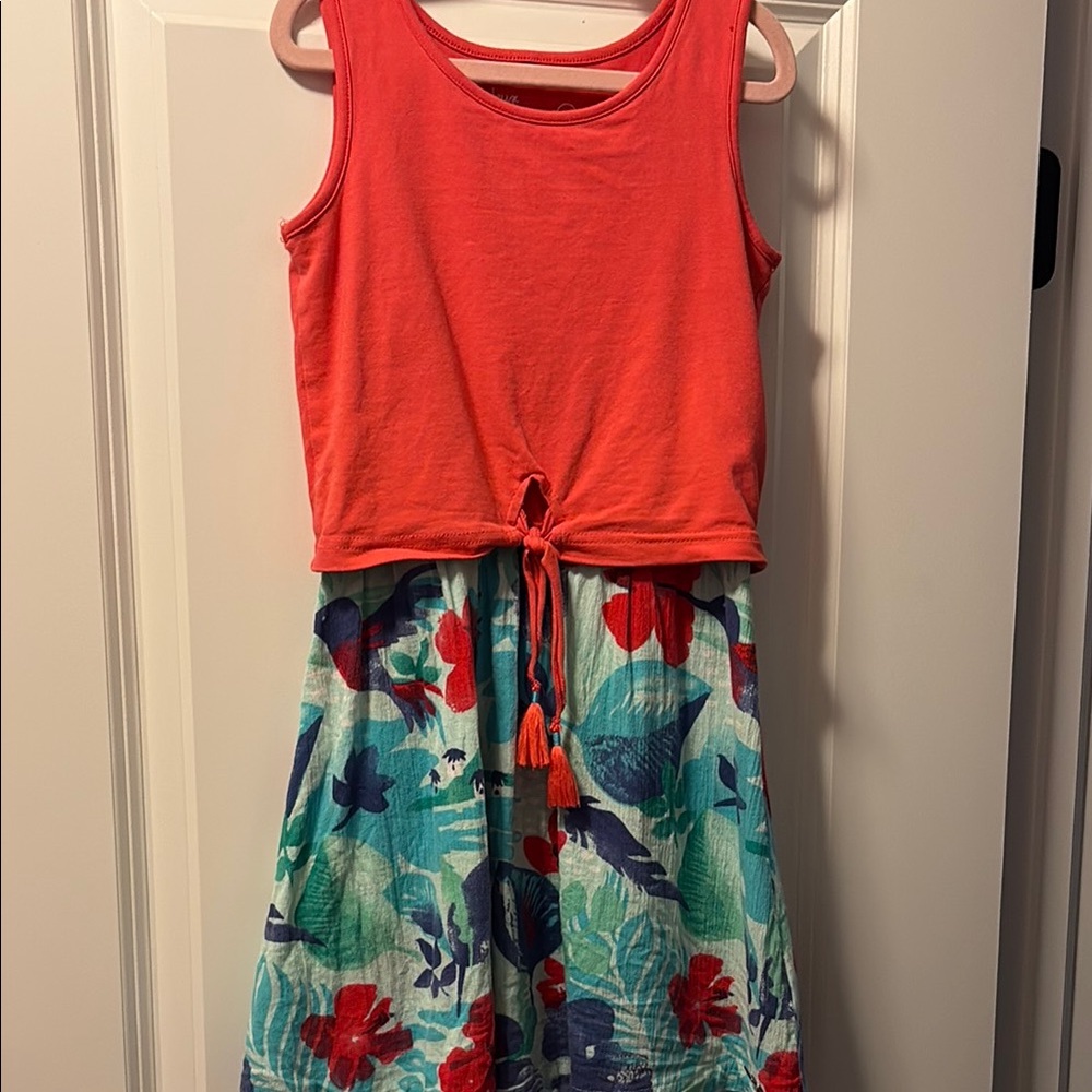 Deux par Deux Red and Blue Floral Kids Casual Dress